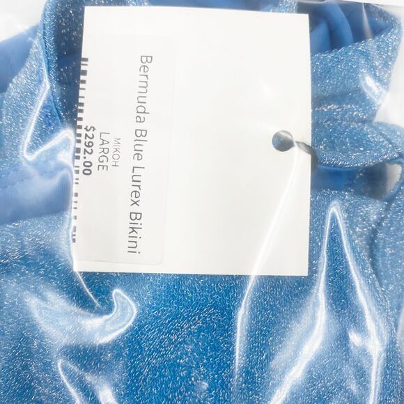 Mikoh Taga Lurex 2 piece Bikini Set in Bermuda Blue Metallic Large #1TGA1-2 NEW - Picture 7 of 7